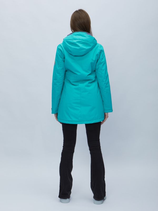 Turquoise hooded parka for women 551996Br